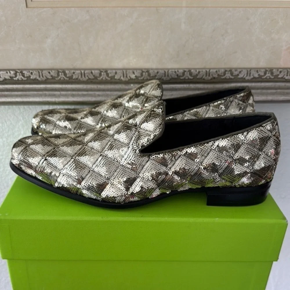 Stacy Adams Silver Oxfords with Metallic Weave